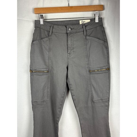 Cosmic Blue Love Gray Cargo Pants Size 28P With Zipper Pockets & Back Pockets - Picture 1 of 6